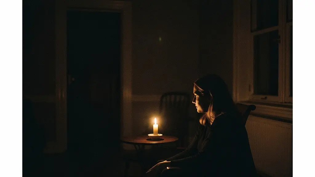 A moody portrait of a person illuminated only by candlelight, with a creamy, out-of-focus bokeh background.