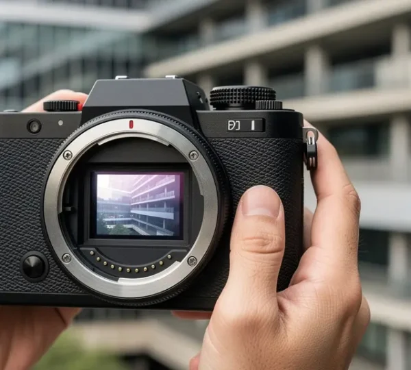 Professional comparison showing medium format camera sensor creating distinctive depth transitions