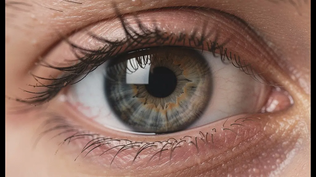 Extreme macro shot of human eye showing proper catchlight placement at 10 o'clock position