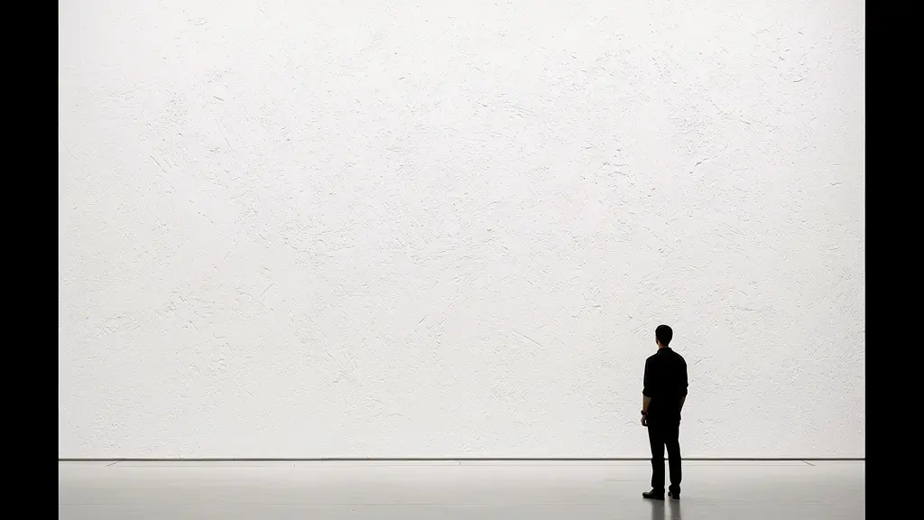 Minimalist composition showing a figure isolated by vast empty space, illustrating the concept of a psychological stage.
