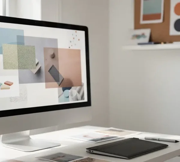 Artist's studio showing photomontage creation process with multiple layers