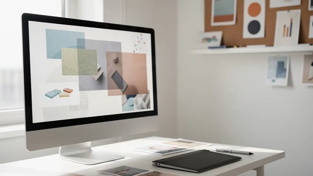 Artist's studio showing photomontage creation process with multiple layers