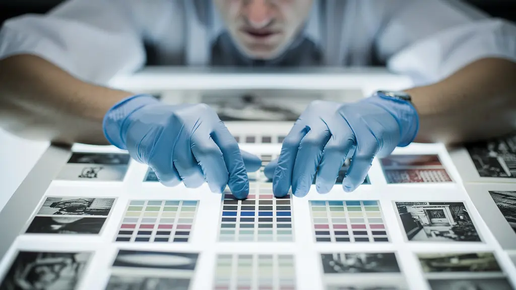 Laboratory setup showing print samples under controlled UV exposure for accelerated aging tests