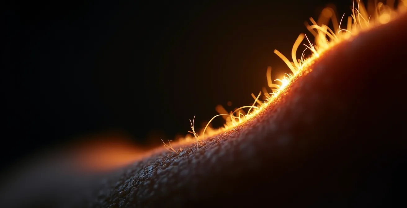 Extreme close-up showing rim light creating edge separation on a subject