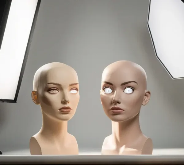 Professional studio photography setup comparing rectangular and octagonal softboxes for window light effect