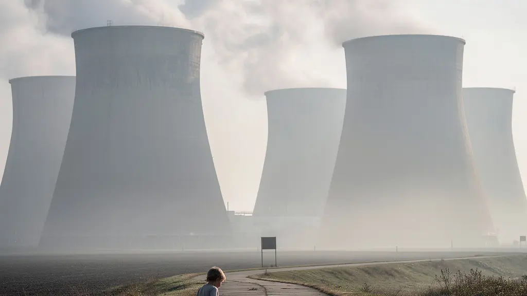 Two distant landscape elements compressed together showing visual relationship through telephoto perspective