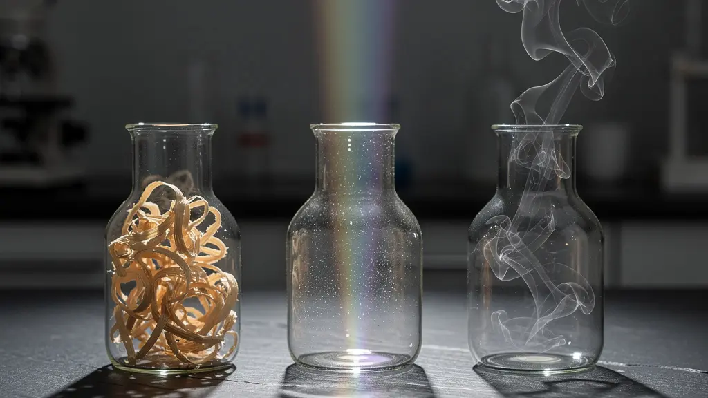 Visual representation of lignin, UV light, and pollutants affecting paper over time