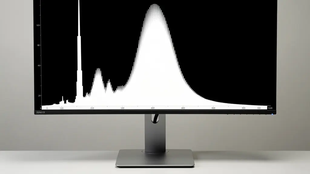 Digital histogram with zone system markings overlaid showing tonal distribution